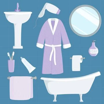Set of bathroom accessories. Vector illustration Stock Illustration