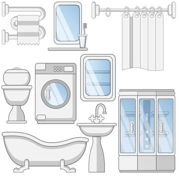 A set of bathroom items. Stock Illustration