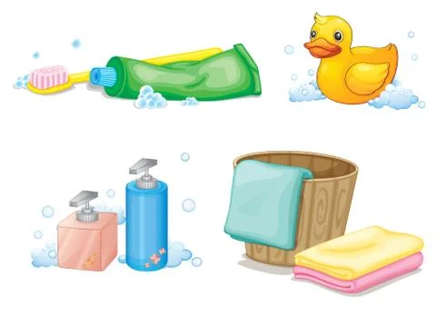 Set of bathroom objects on white background Stock Illustration