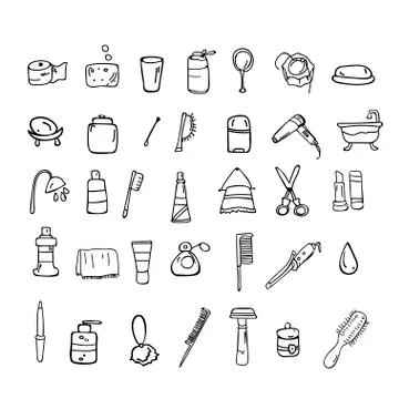 Set of bathroom vector icons Stock Illustration
