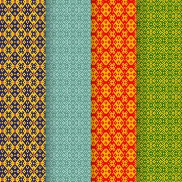 Set of batik seamless pattern in tribal asia style Stock Illustration