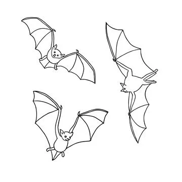 Set of bats. Hand drawn vector illustration. Stock Illustration