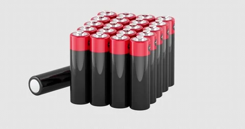 Set of Batteries AA or Rechargeable AA Batteries rotation animation seamles.. Stock Footage 338329717
