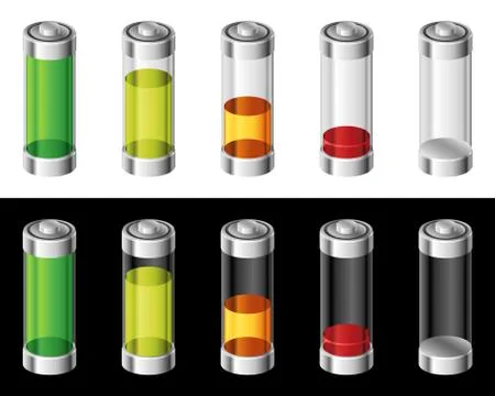 Set of Batteries in Colors Stock Illustration