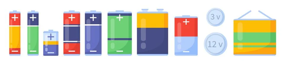 Set of batteries vector concept 스톡 일러스트