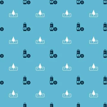 Set Battery and Deforestation on seamless pattern. Vector Illustrazione stock