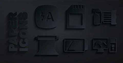 Set Battery for camera, Photo, Empty photo studio, retouching, SD card and .. Stock Illustration