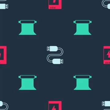 Set Battery for camera, USB cable cord and Empty photo studio on seamless Stock Illustration