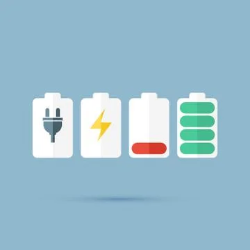 Set of battery charge level indicators. Vector illustration. Stock Illustration