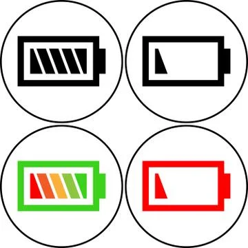 Set of battery icon - vector, flat design. Eps 10 Stock Illustration
