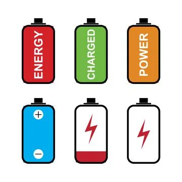 Set of Battery Icons Vector. Collection Of Symbol Battery Illustration Stock Illustration