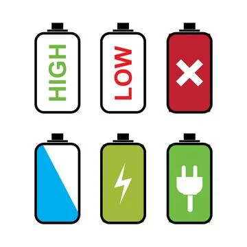 Set of Battery Icons Vector. Collection Of Symbol Battery Illustration Stock Illustration