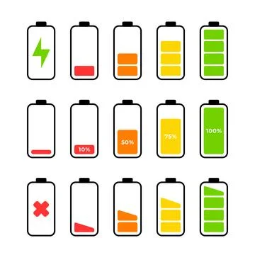 Set of Battery Level Icons Set Collection - Charge Status Indicator Symbols.. Stock-Illustration