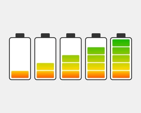 A set of battery level indicators Stock Illustration