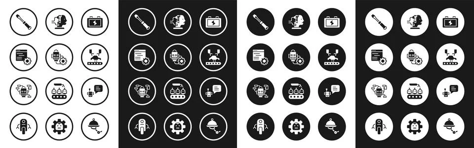 Set Battery, Robot setting, Computer api interface, Screwdriver, Robotic ro.. Stockillustratie