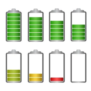 Set of battery symbol with different charge vector illustration Stock Illustration