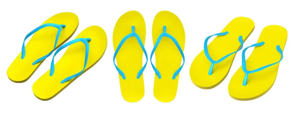 Set of beach flip-flops or sandals for summer holidays on white background. Stock Illustration