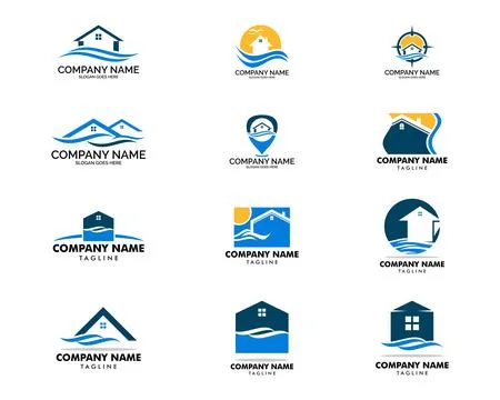 Set of Beach house logo design template Ilustración de archivo