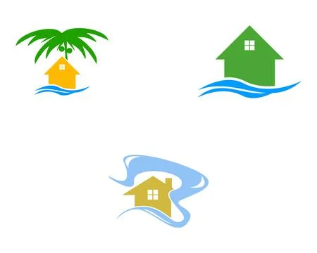 Set of beach house logo Stock Illustration