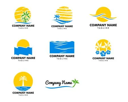 Set of Beach icon logo element illustration Ilustración de archivo