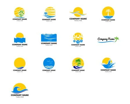 Set of Beach icon logo element illustration Stock Illustration
