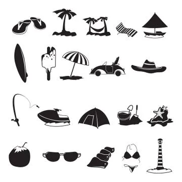 Set of beach icons 스톡 일러스트