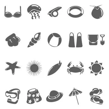 Set of beach icons 库存插图