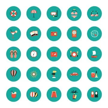 Set of beach icons イラスト素材