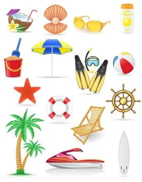 Set of beach icons vector illustration Stock Illustration