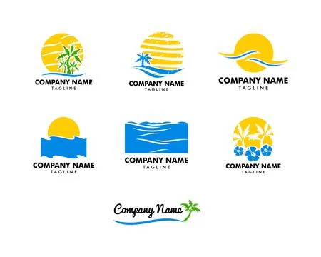 Set of Beach logo design Vector Stock Illustration