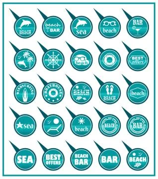 Set of beach map pointers. Stock Illustration