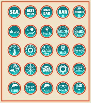 Set of beach map pointers. Stock Illustration