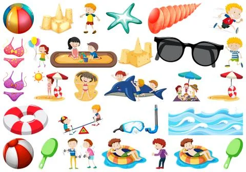 Set of beach objects Illustrazione stock