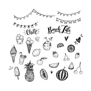Set of beach party elements Stock Illustration