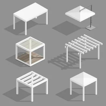 Set of beach pavilions Stock Illustration