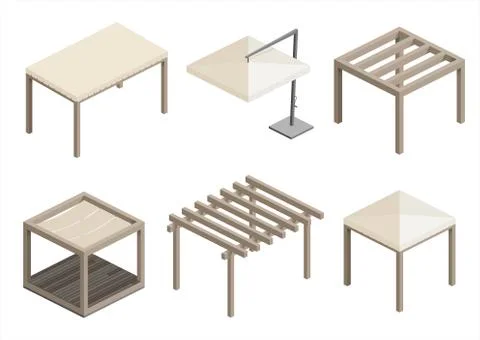 Set of beach pavilions Stock Illustration