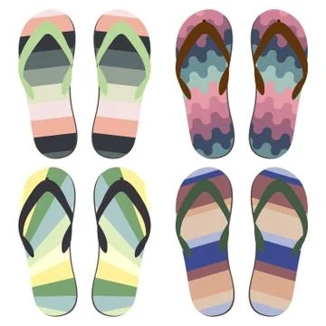 Set of Beach Slippers Illustrazione stock
