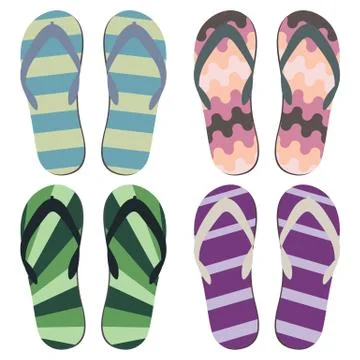 Set of Beach Slippers Stock Illustration
