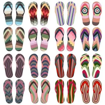 Set of Beach Slippers Stock Illustration