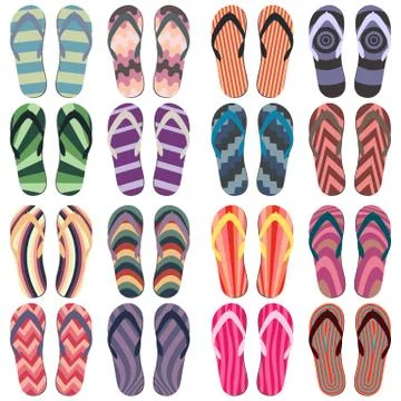 Set of Beach Slippers Stock Illustration