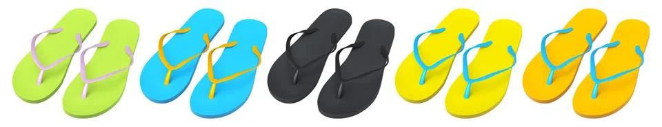 Set of beachflip-flops or sandals for summer holidays on white background. 스톡 일러스트