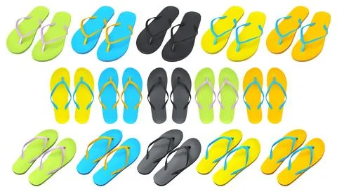 Set of beachflip-flops or sandals for summer holidays on white background. Stockillustratie