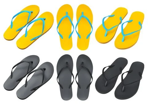 Set of beachflip-flops or sandals for summer holidays on white background. Stock Photos