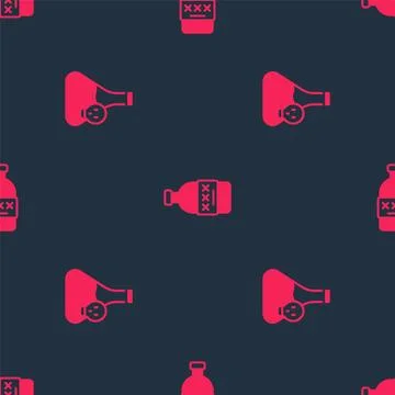 Set Beaker with toxic liquid and Poisoned alcohol on seamless pattern. Vector イラスト素材