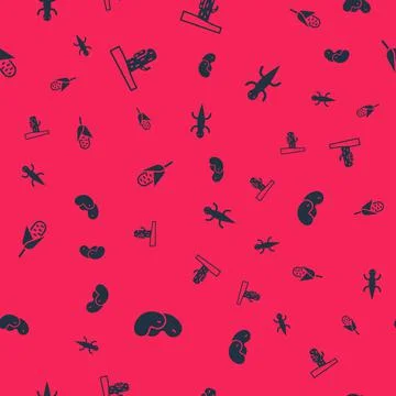 Set Beans, Cactus, Corn and Lizard on seamless pattern. Vector Stock Illustration
