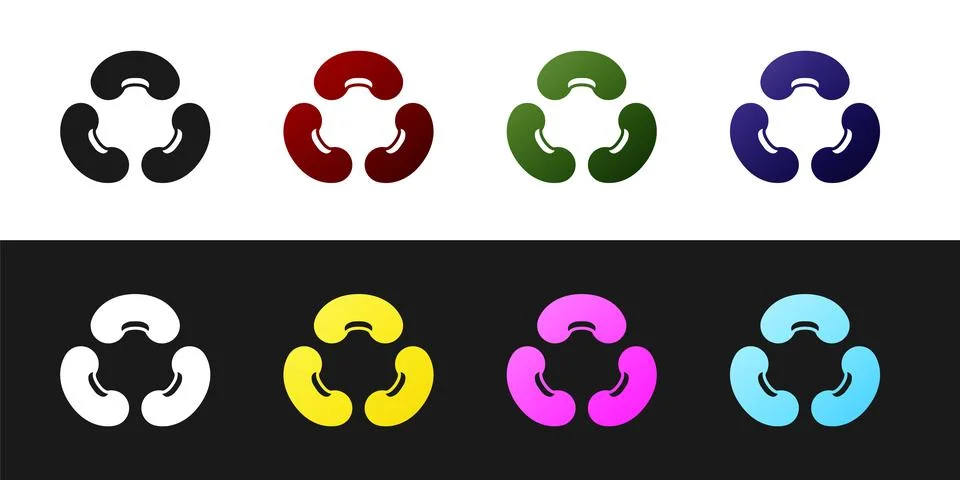 Set Beans icon isolated on black and white background.  Vector Stock Illustration