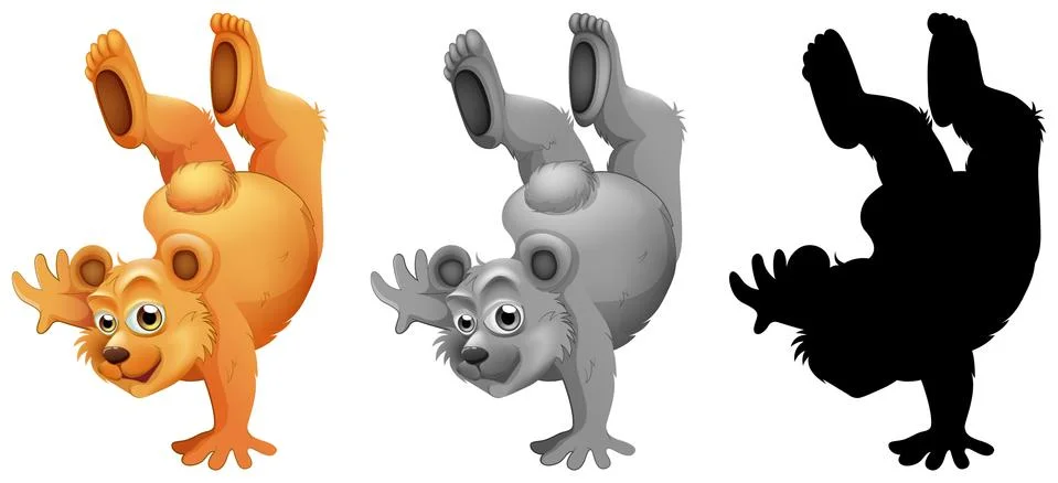 Set of bear character dance Stock Illustration
