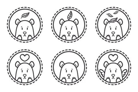 Set of bear emblems, icons, labels. Stock Illustration