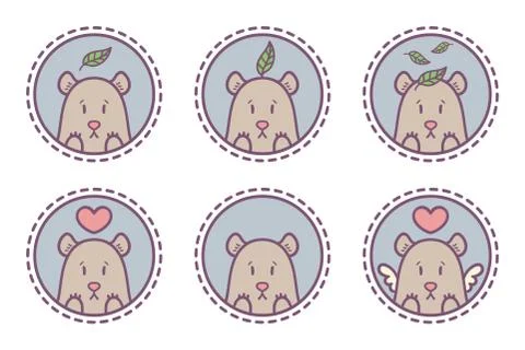 Set of bear emblems, icons, labels. Stock Illustration