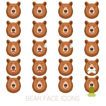 Set of bear face icons Illustrazione stock